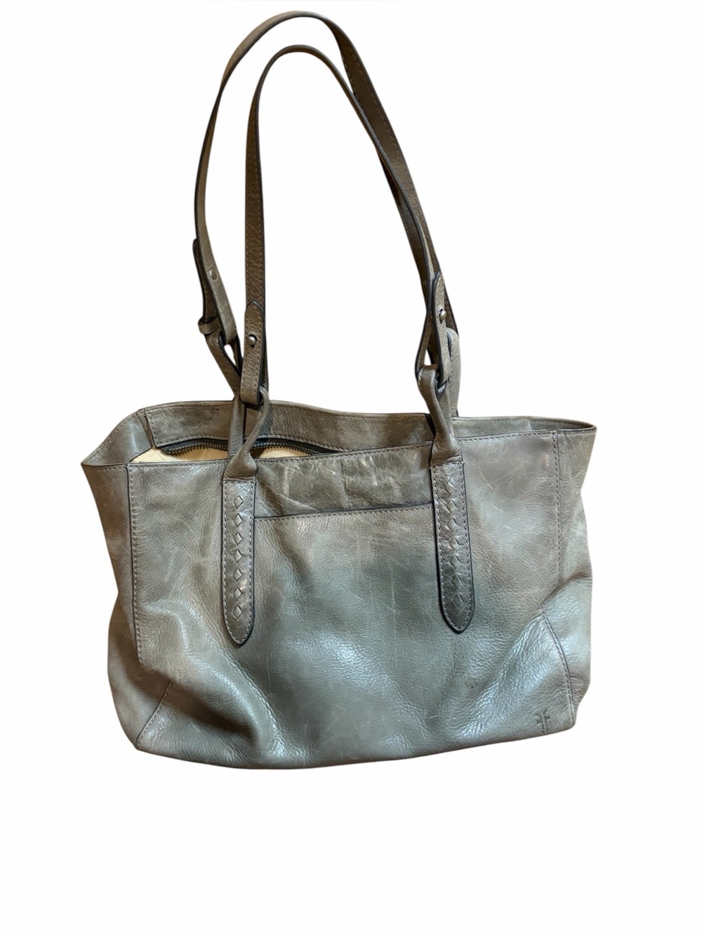 FRYE Classic Gray Leather Tote Bag - Everyday Shoulder Bag
